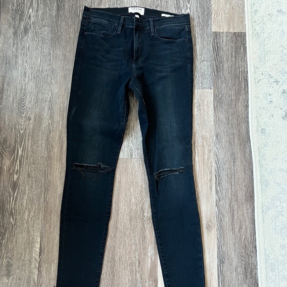 Frame | Black Dark Wash Denim Le High Skinny Jeans, Size 29 - Picture 1 of 7